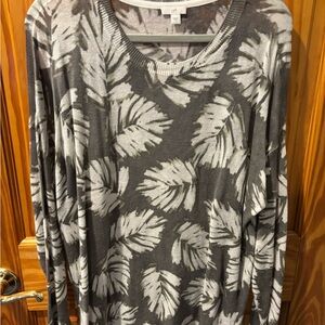 J. Jill Olive and Cream Leaf Pattern Sweater